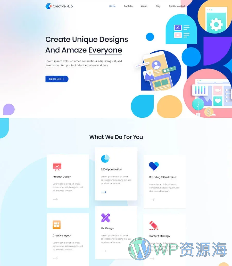 设计工作室Elementor网站模板_一键导入快速建站插图1-WP资源海 Creative Hub Home Page