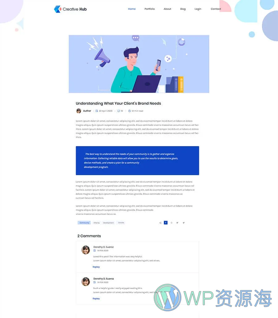 设计工作室Elementor网站模板_一键导入快速建站插图5-WP资源海 Creative Hub Blog Details Page