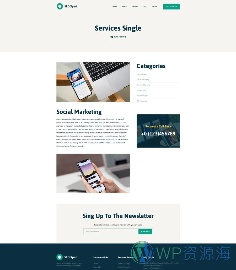个人 SEO 专家Gutenberg网站模板_一键导入快速建站插图2-WP资源海 SEO Xpert Service Details Page For Gutenberg