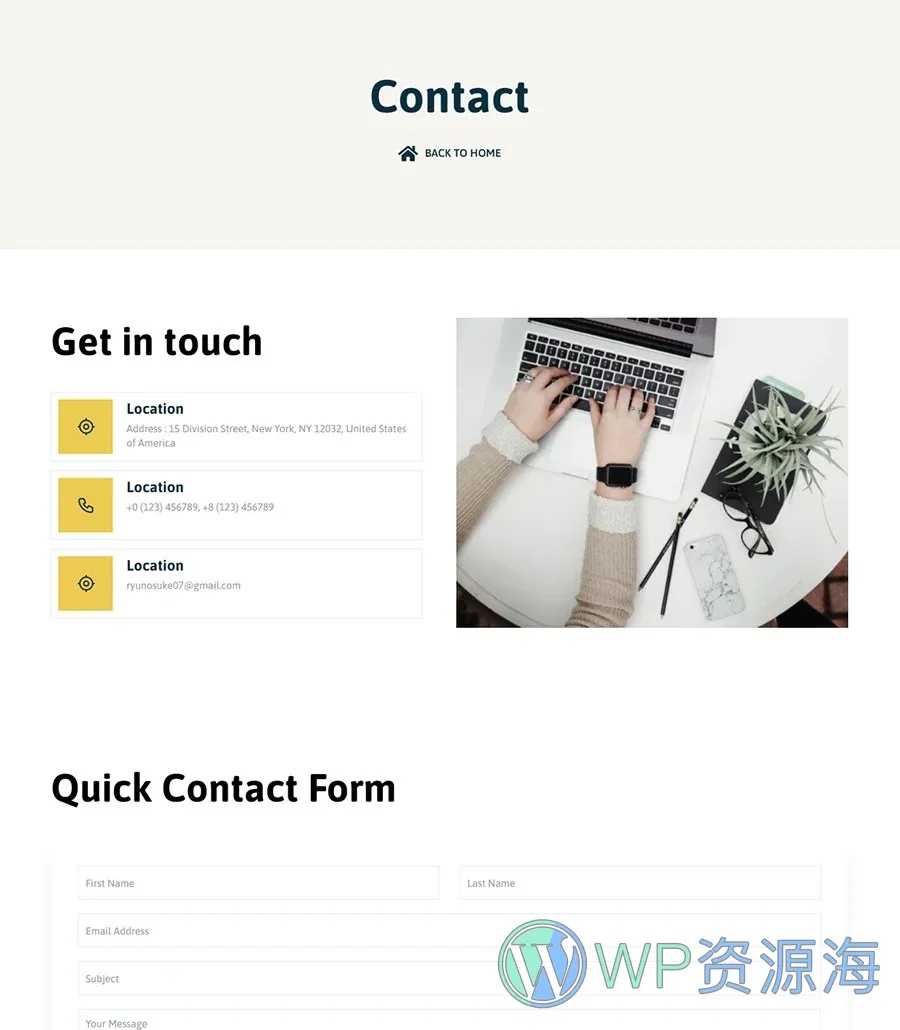 个人 SEO 专家Gutenberg网站模板_一键导入快速建站插图4-WP资源海 SEO Xpert Contact Page For Gutenberg