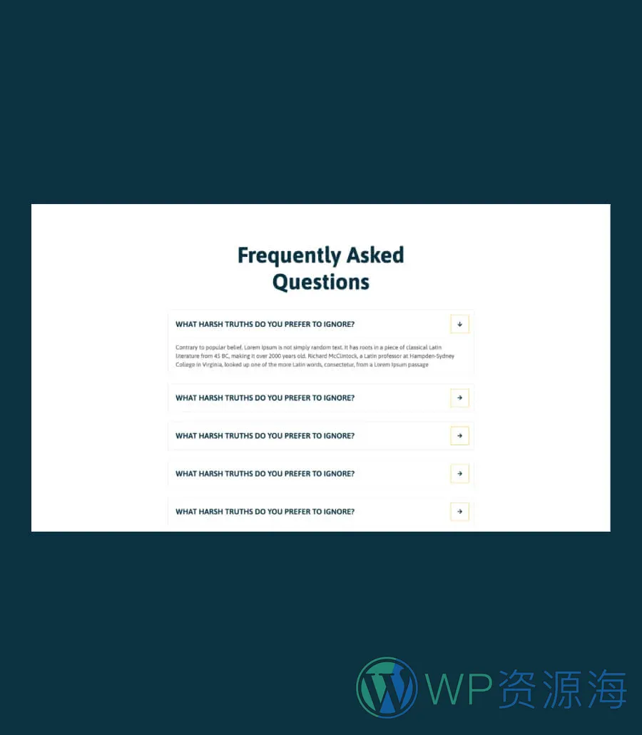个人 SEO 专家Gutenberg网站模板_一键导入快速建站插图11-WP资源海 SEO Xpert FAQ Section For Gutenberg
