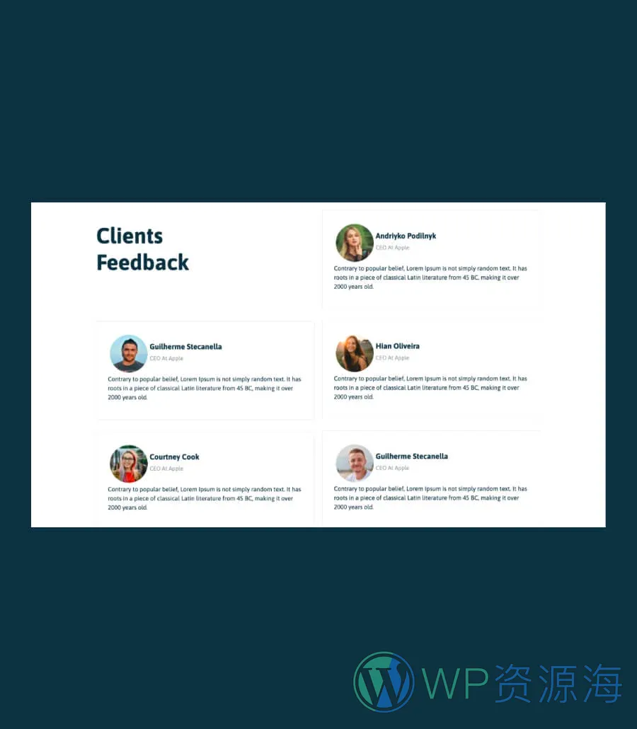 个人 SEO 专家Gutenberg网站模板_一键导入快速建站插图12-WP资源海 SEO Xpert Testimonial Section For Gutenberg