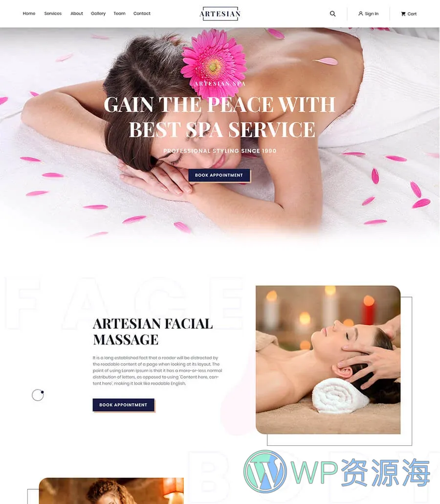 SPA水疗Elementor网站模板_一键导入快速建站插图1-WP资源海 Sweet Pixie Home Page