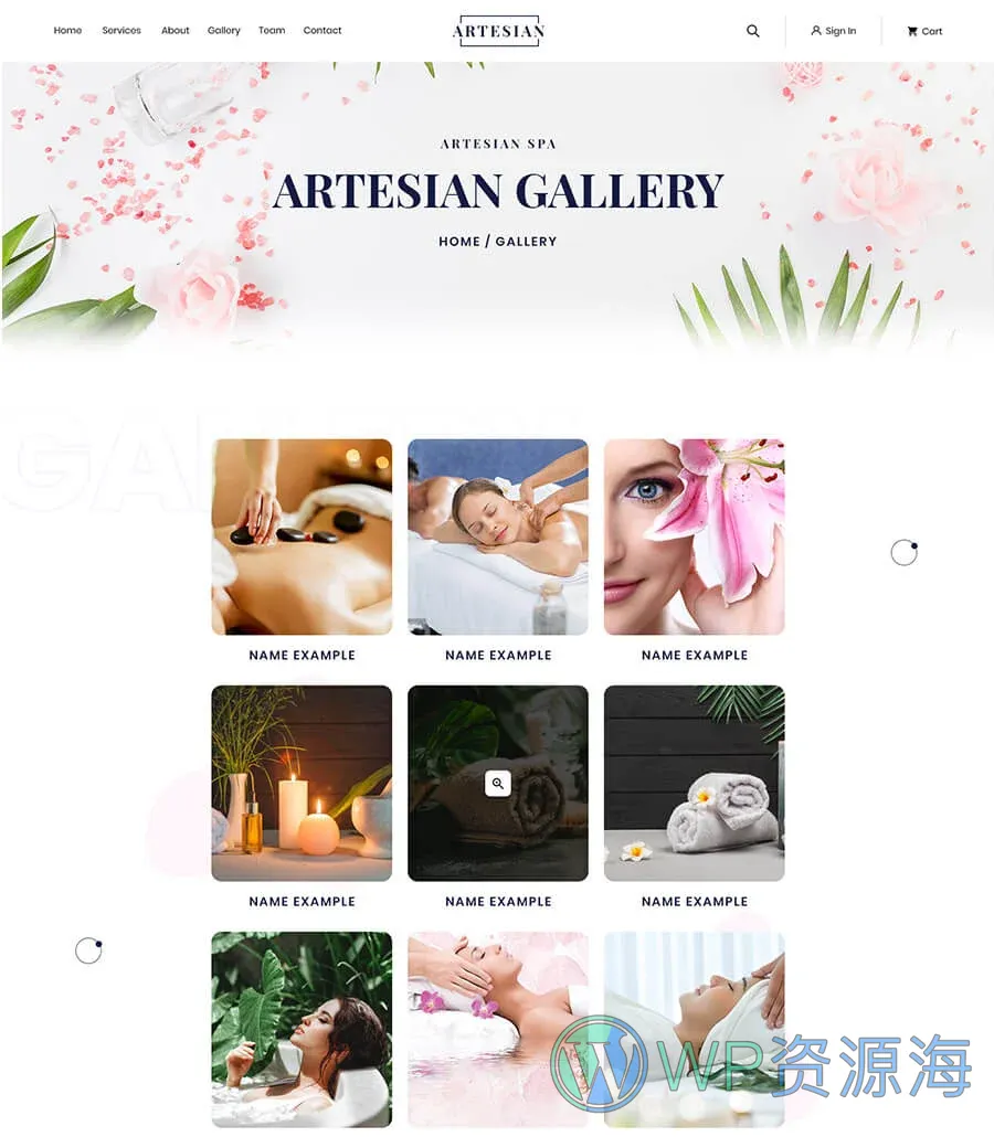 SPA水疗Elementor网站模板_一键导入快速建站插图6-WP资源海 Sweet Pixie Gallery Page