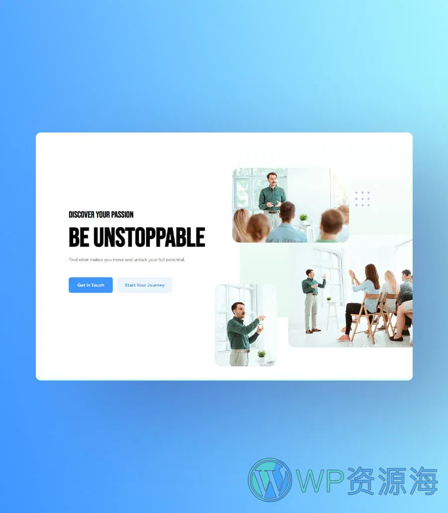 励志演讲者Gutenberg网站模板_一键导入快速建站插图2-WP资源海 MotivSpeak Hero Section For Gutenberg