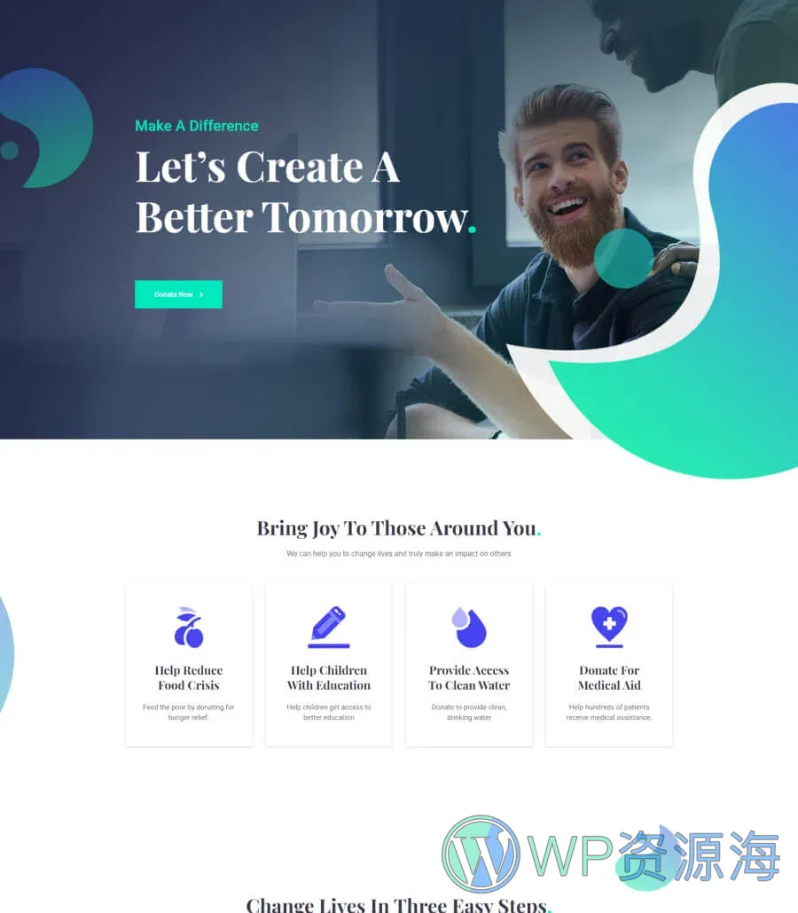 慈善Gutenberg网站模板_一键导入快速建站插图1-WP资源海 TrustAid Home Page For Gutenberg