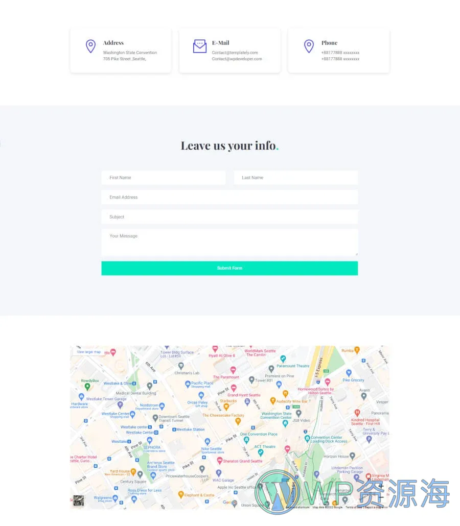 慈善Gutenberg网站模板_一键导入快速建站插图3-WP资源海 TrustAid Contact Page For Gutenberg
