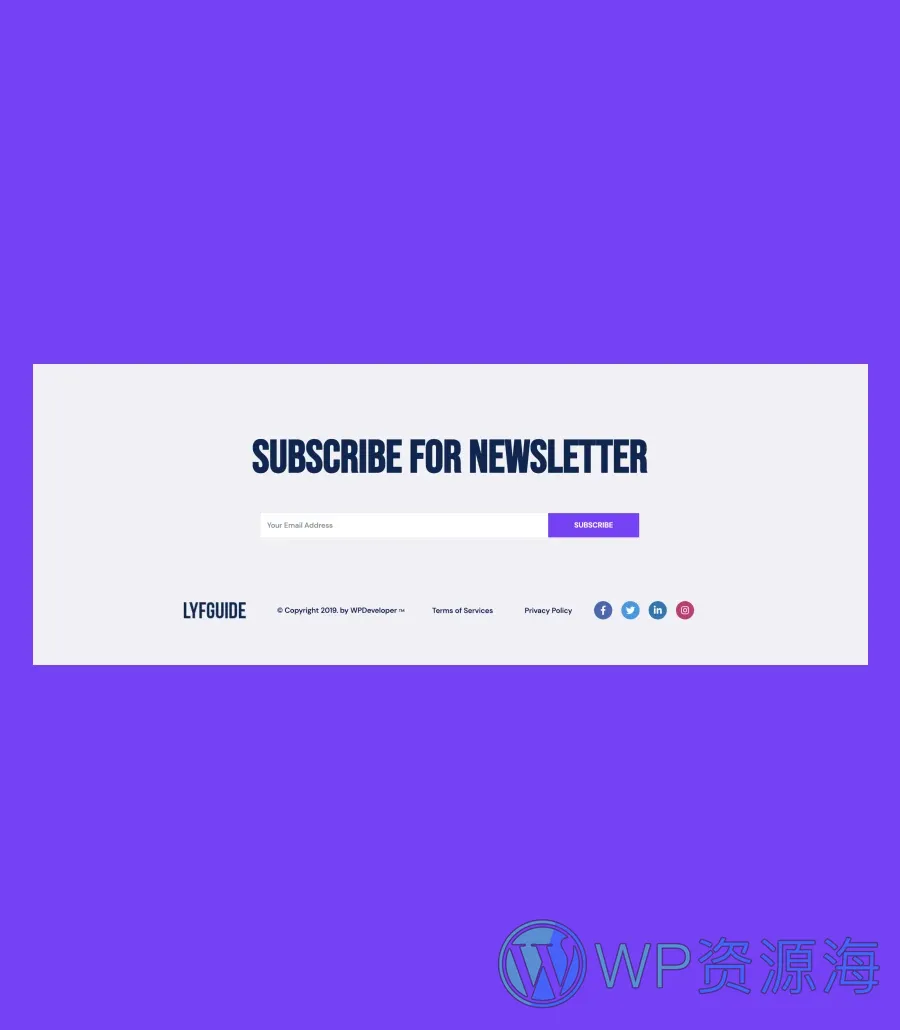人生教练个人Gutenberg网站模板_一键导入快速建站插图9-WP资源海 LyfGuide Footer Section For Gutenberg