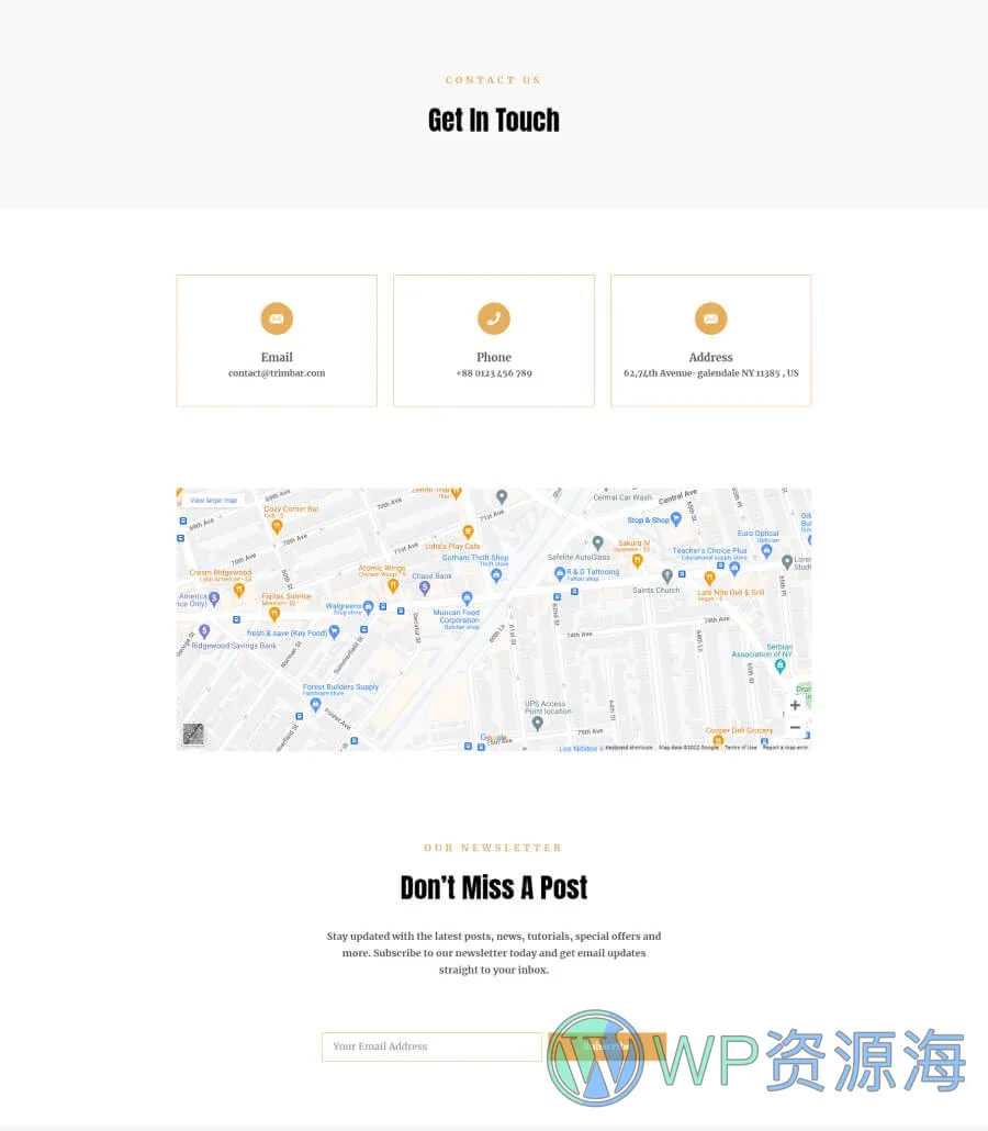 Trim Bar Contact Page For Gutenberg