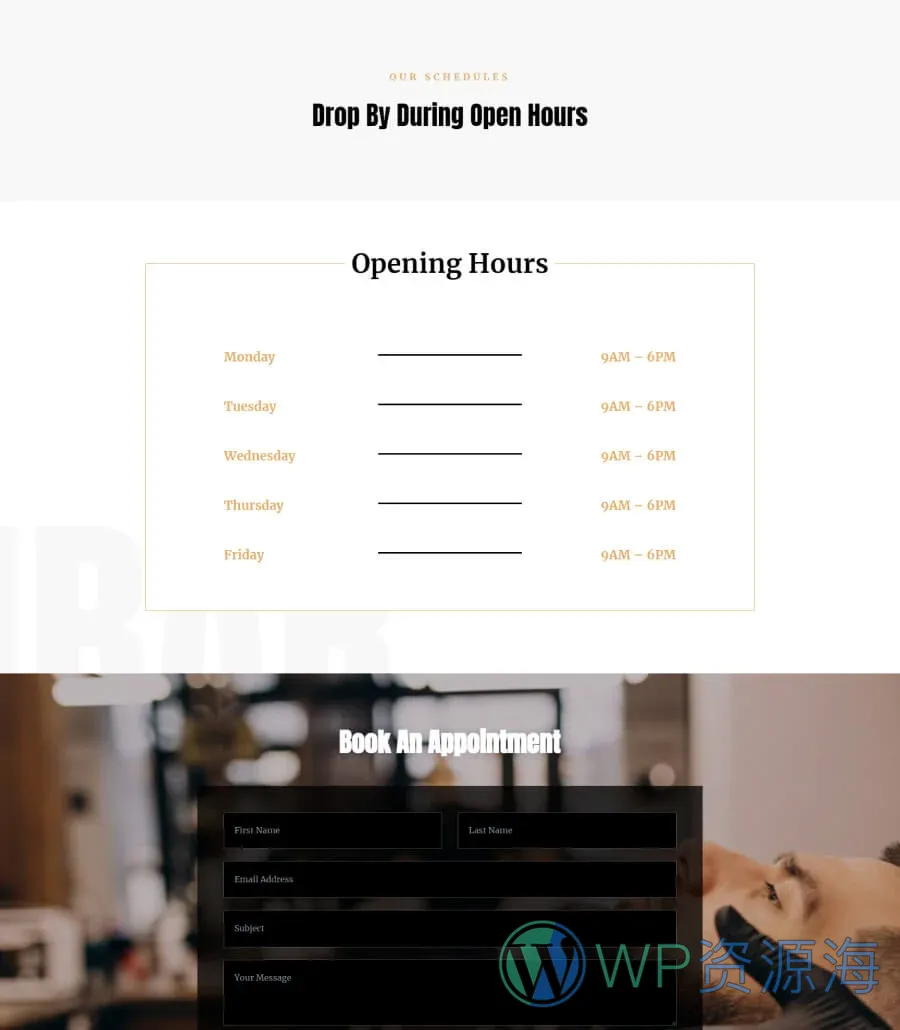 Trim Bar Schedule Page For Gutenberg