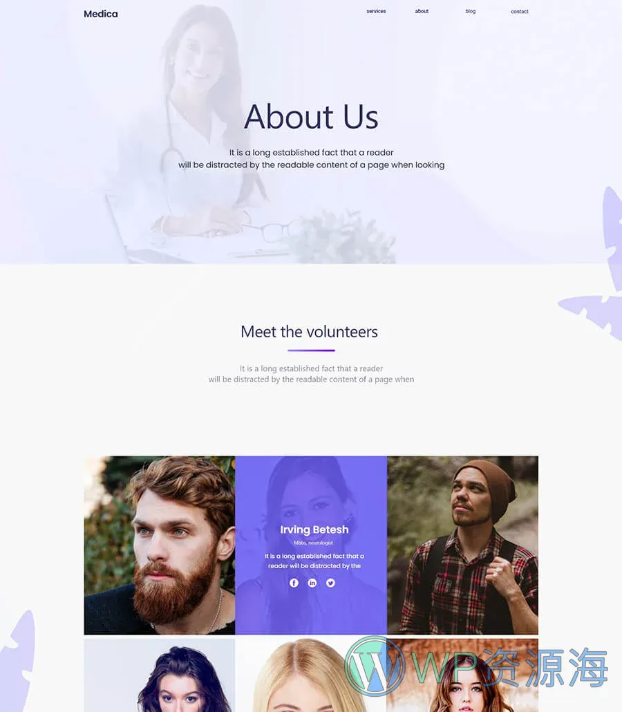 医疗Elementor网站模板_一键导入快速建站插图2-WP资源海 Medica About Page
