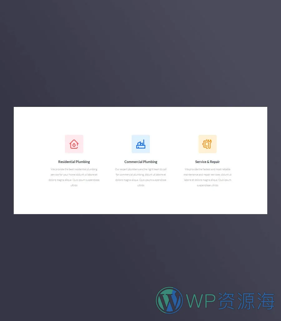 水管工Gutenberg网站模板_一键导入快速建站插图3-WP资源海 Fixxe Services Section For Gutenberg