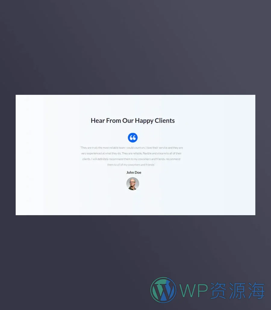 水管工Gutenberg网站模板_一键导入快速建站插图5-WP资源海 Fixxe Testimonial Section For Gutenberg