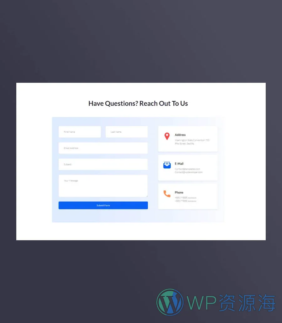 水管工Gutenberg网站模板_一键导入快速建站插图6-WP资源海 Fixxe Contact Section For Gutenberg