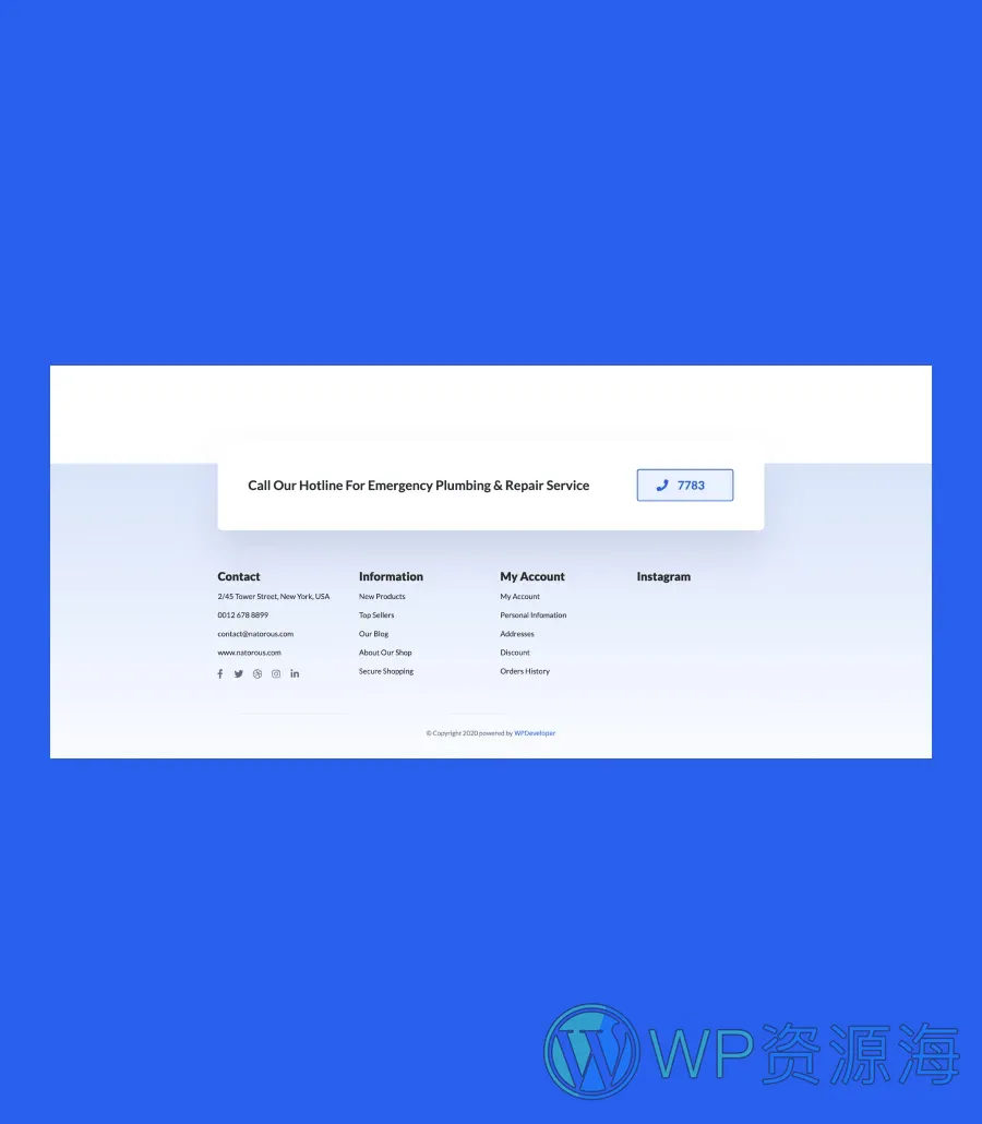 水管工Gutenberg网站模板_一键导入快速建站插图9-WP资源海 Fixxe Footer Section For Gutenberg