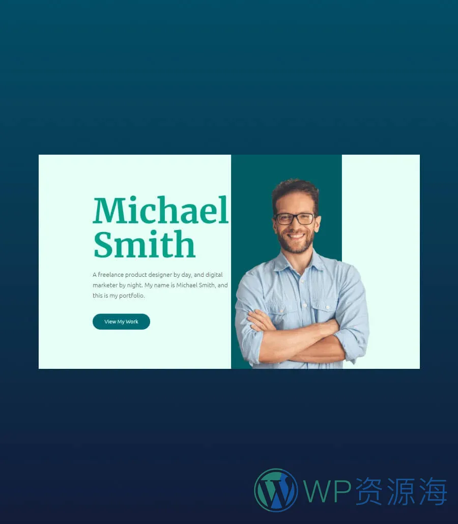 极简作品集Gutenberg网站模板_一键导入快速建站插图2-WP资源海 Michael Hero Section For Gutenberg