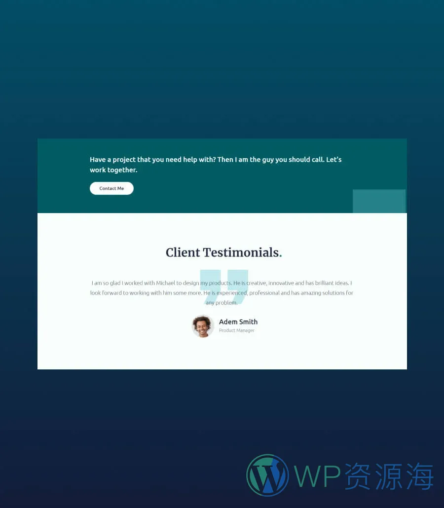 极简作品集Gutenberg网站模板_一键导入快速建站插图3-WP资源海 Michael Testimonial Section For Gutenberg