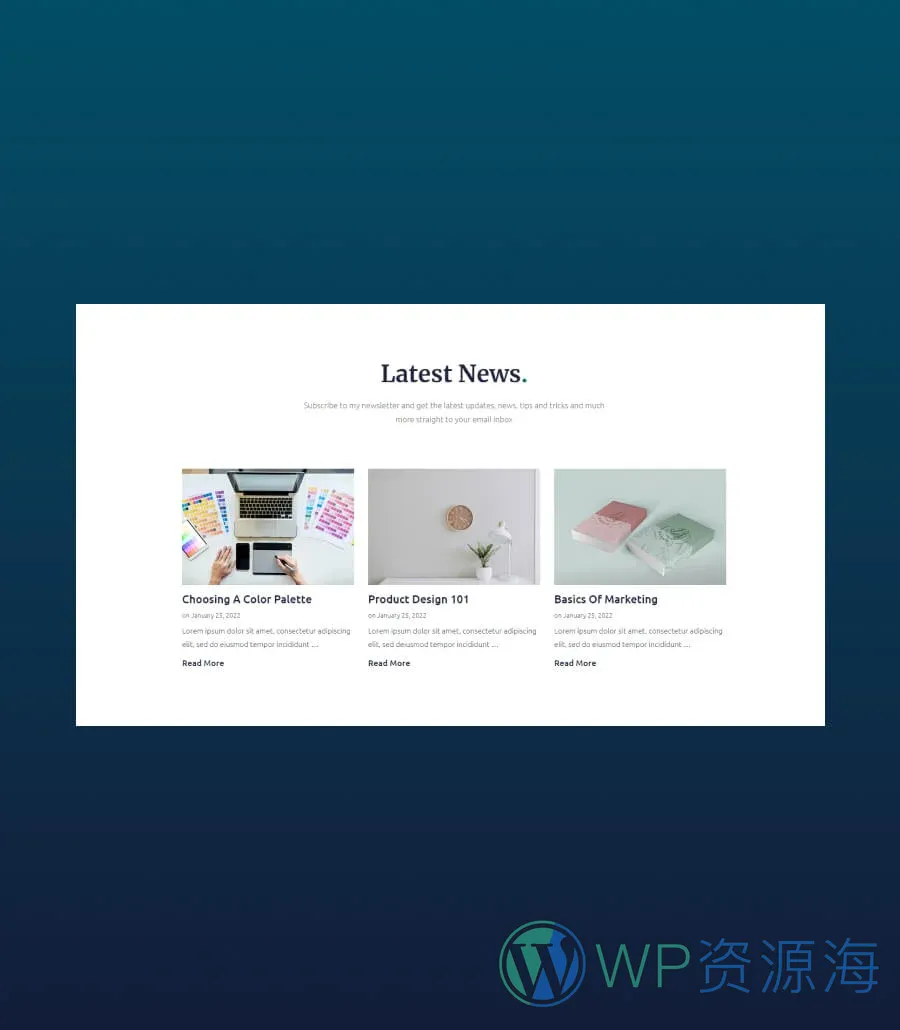 极简作品集Gutenberg网站模板_一键导入快速建站插图6-WP资源海 Michael News Section For Gutenberg