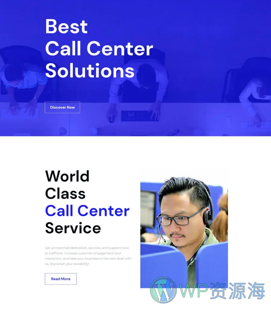 呼叫中心Gutenberg网站模板_一键导入快速建站插图1-WP资源海 CallPoint Home Page For Gutenberg