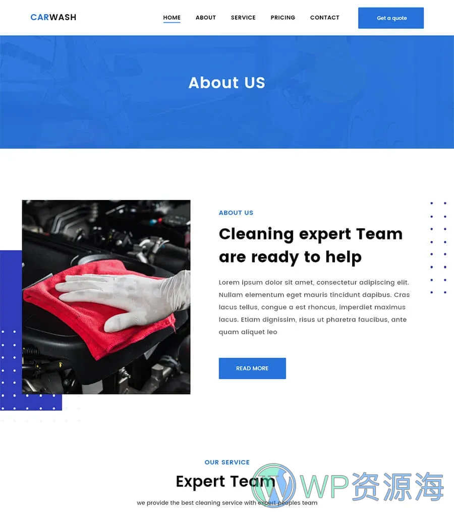 清洁服务Elementor网站模板_一键导入快速建站插图5-WP资源海 WipeHero About Page