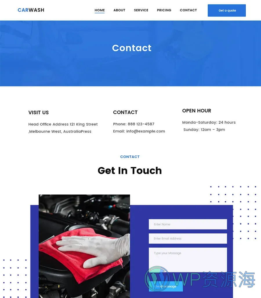清洁服务Elementor网站模板_一键导入快速建站插图6-WP资源海 WipeHero Contact Page