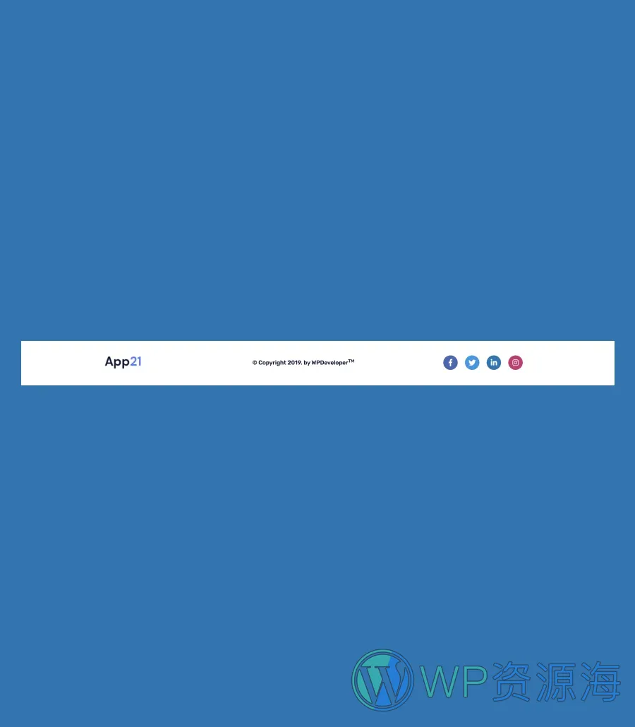 移动应用 :快速Gutenberg网站模板_一键导入快速建站插图11-WP资源海 App21 Footer Section For Gutenberg