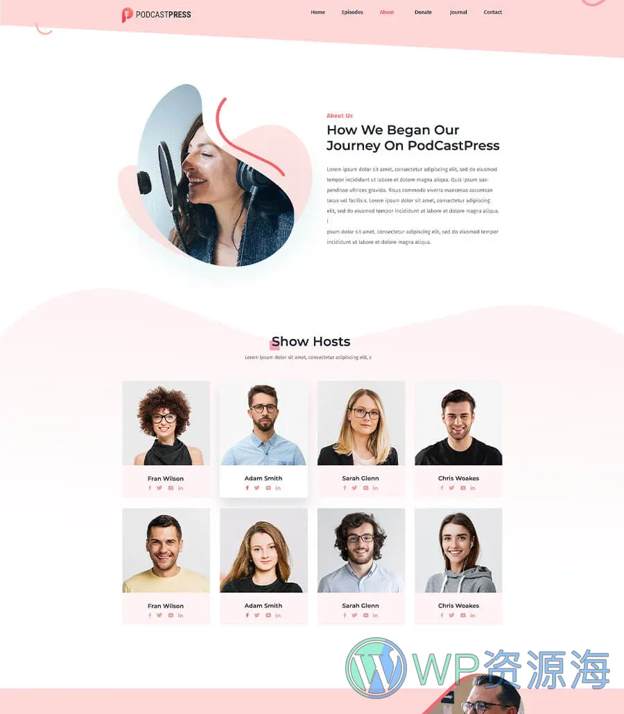 播客Elementor网站模板_一键导入快速建站插图2-WP资源海 PodCastPress About Page