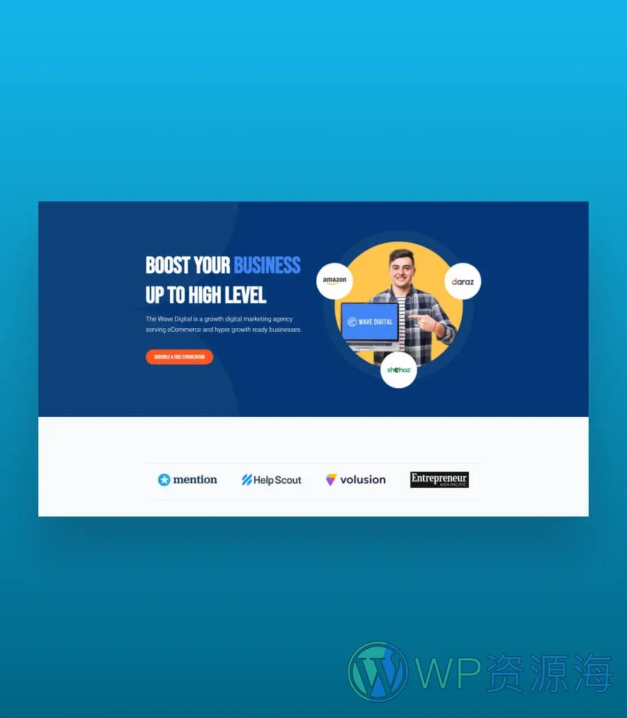 Wave Digital Hero Section For Gutenberg