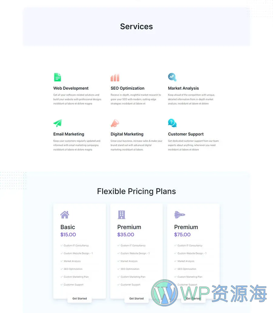 数字创业Gutenberg网站模板_一键导入快速建站插图5-WP资源海 TechPort Services Page For Gutenberg