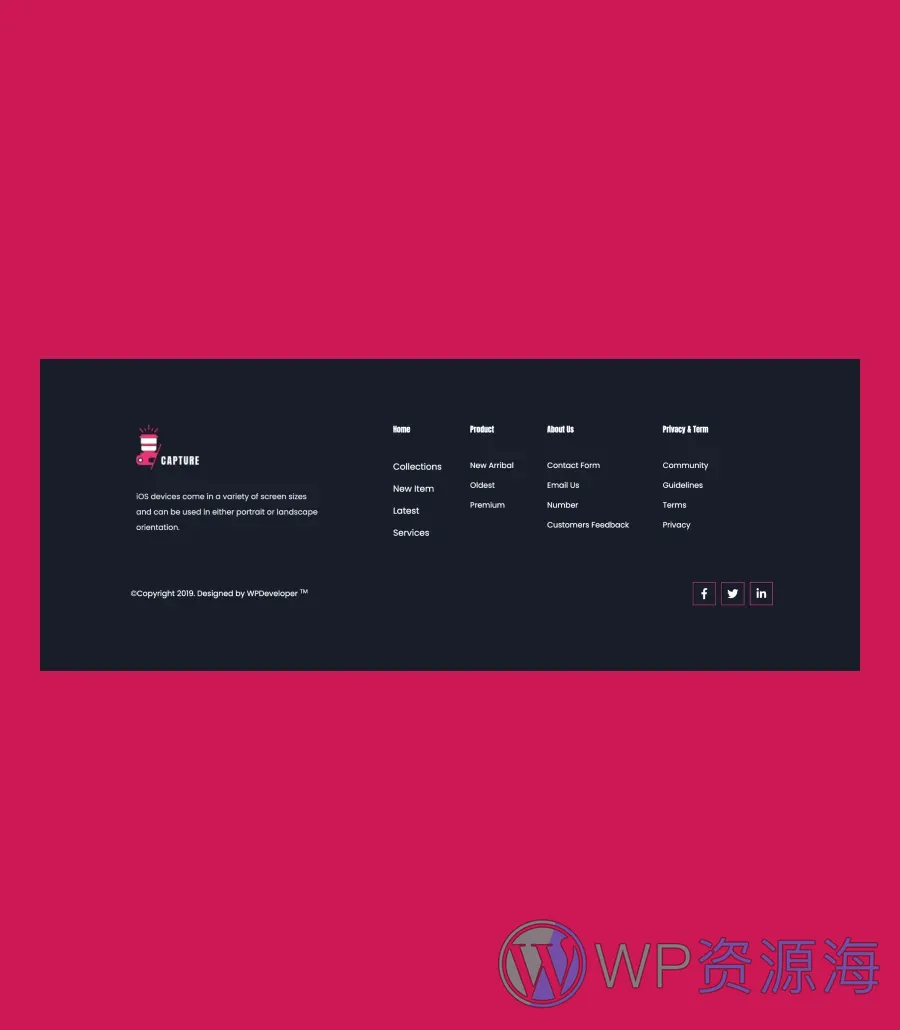 PhotoSpark Footer Section For Gutenberg