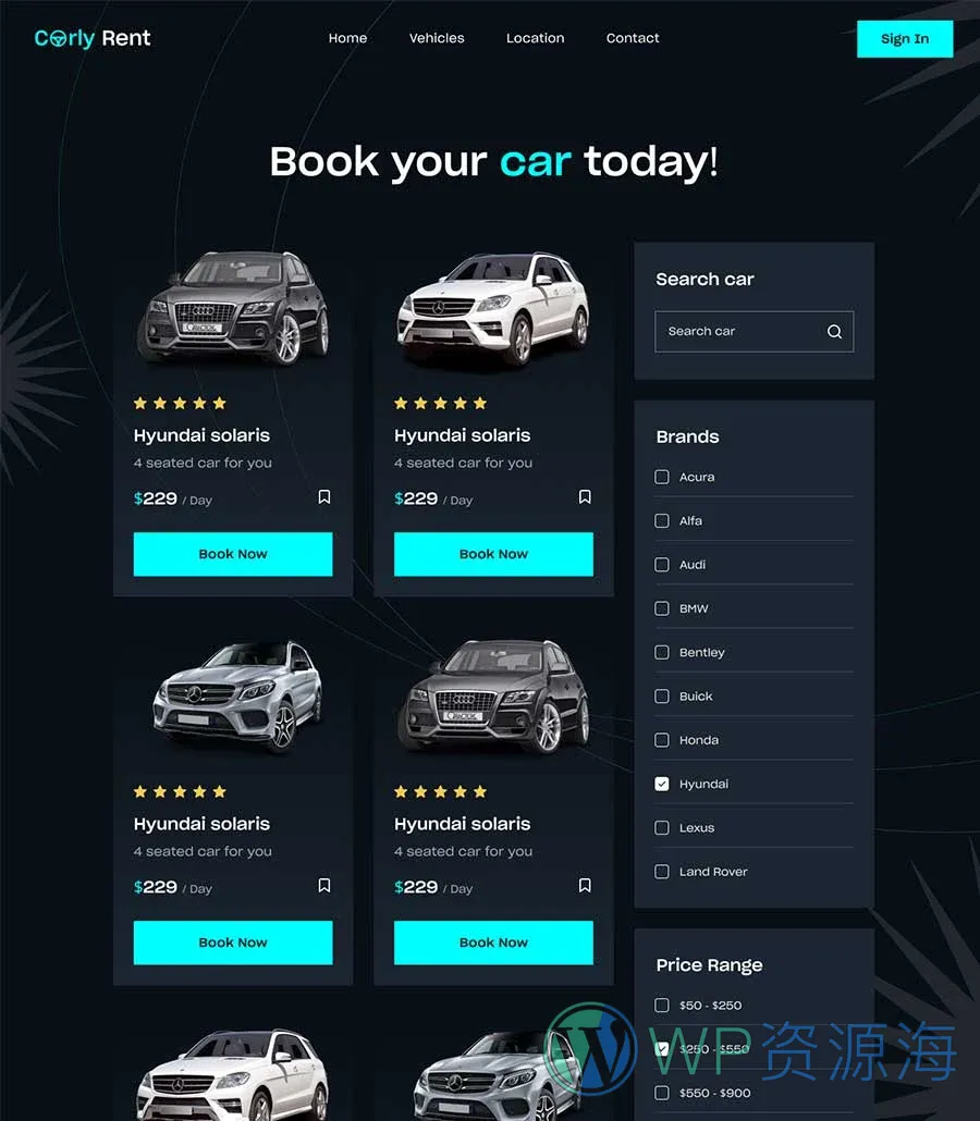 Carly Vehicle Page