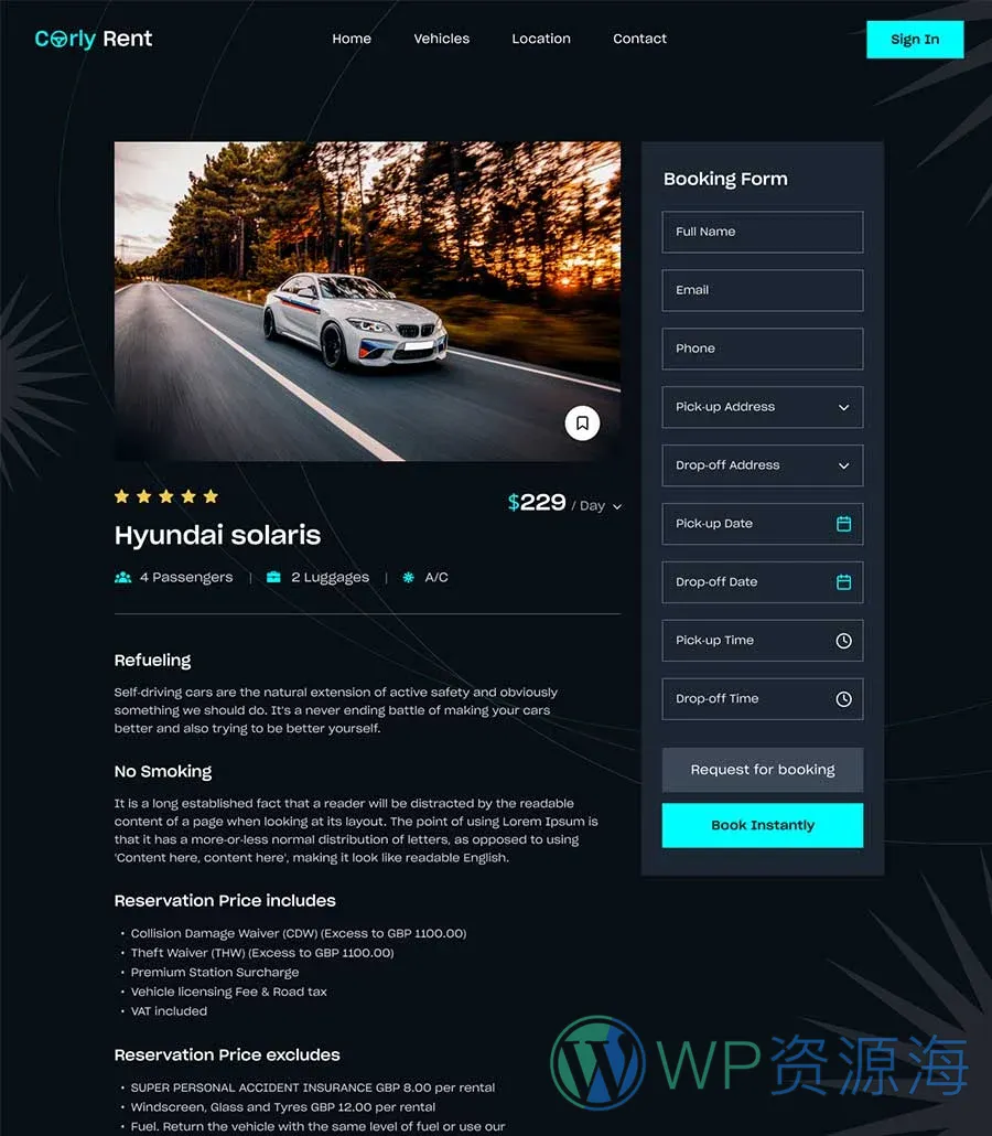 Carly Vehicle Details Page