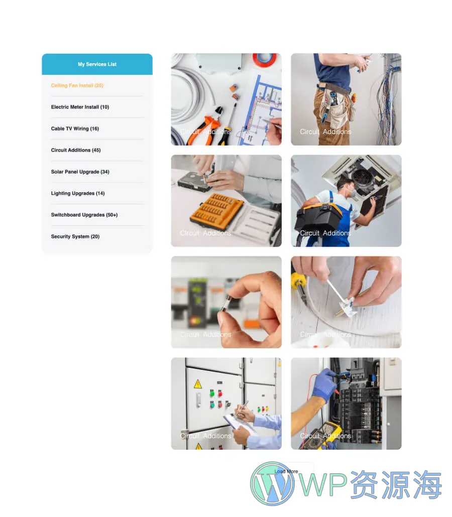 电工服务Gutenberg网站模板_一键导入快速建站插图9-WP资源海 Wattson Sparks Service List Section For Gutenberg