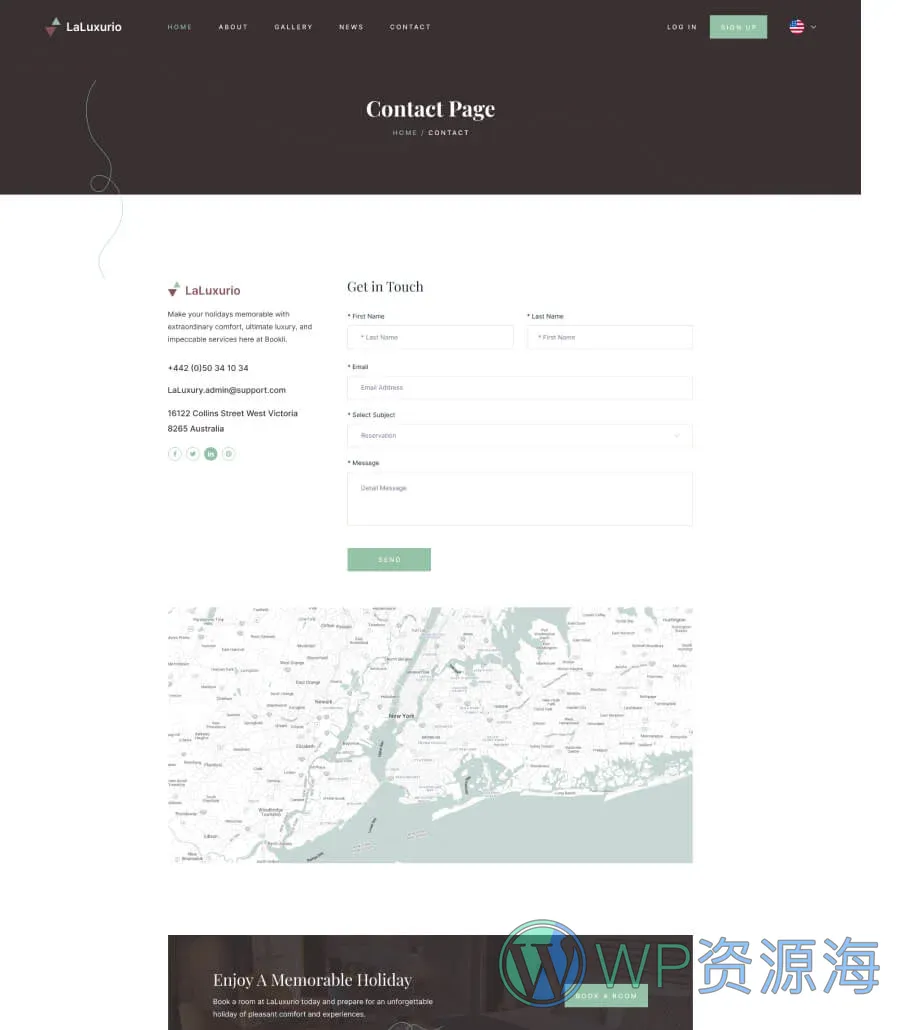 快速建站Elementor网站模板_一键导入快速建站插图3-WP资源海 LaLuxurio Contact Page