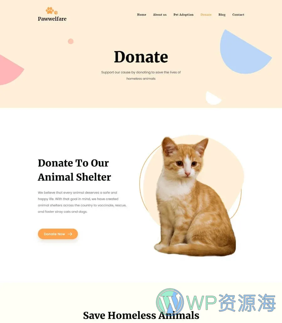 动物福利Elementor网站模板_一键导入快速建站插图7-WP资源海 Pawwelfare Donate Page
