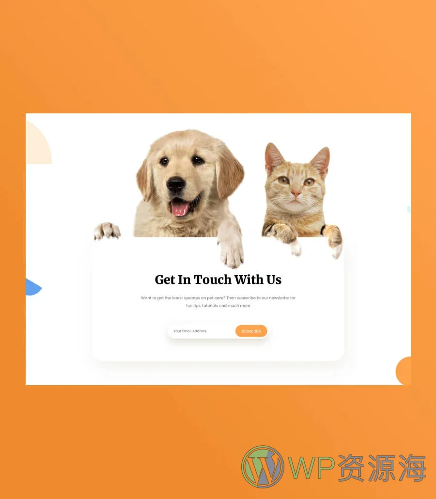 宠物服务Gutenberg网站模板_一键导入快速建站插图9-WP资源海 Pawwelfare Subscription Section For Gutenberg