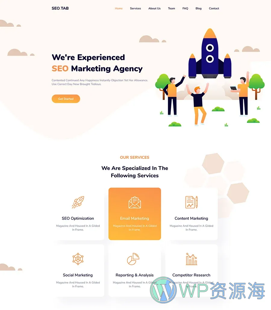 数字营销机构Elementor网站模板_一键导入快速建站插图1-WP资源海 SEO Tab Home Page