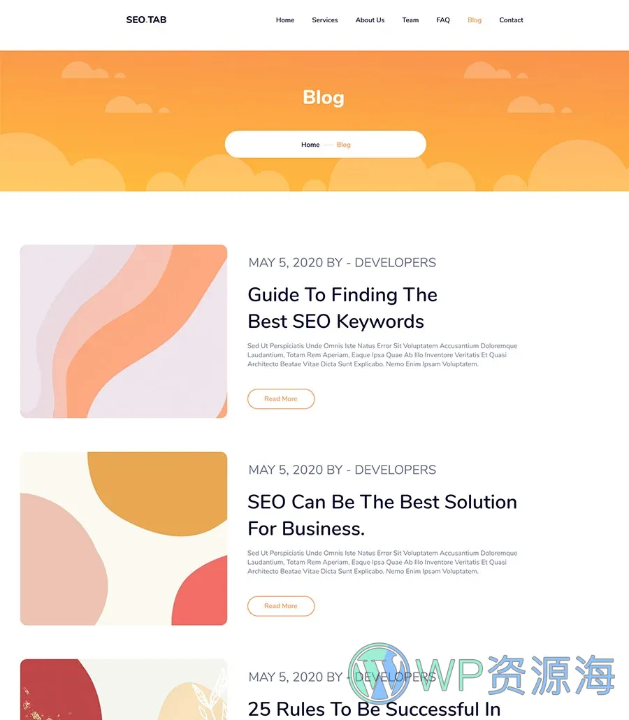 数字营销机构Elementor网站模板_一键导入快速建站插图6-WP资源海 SEO Tab Blog Page