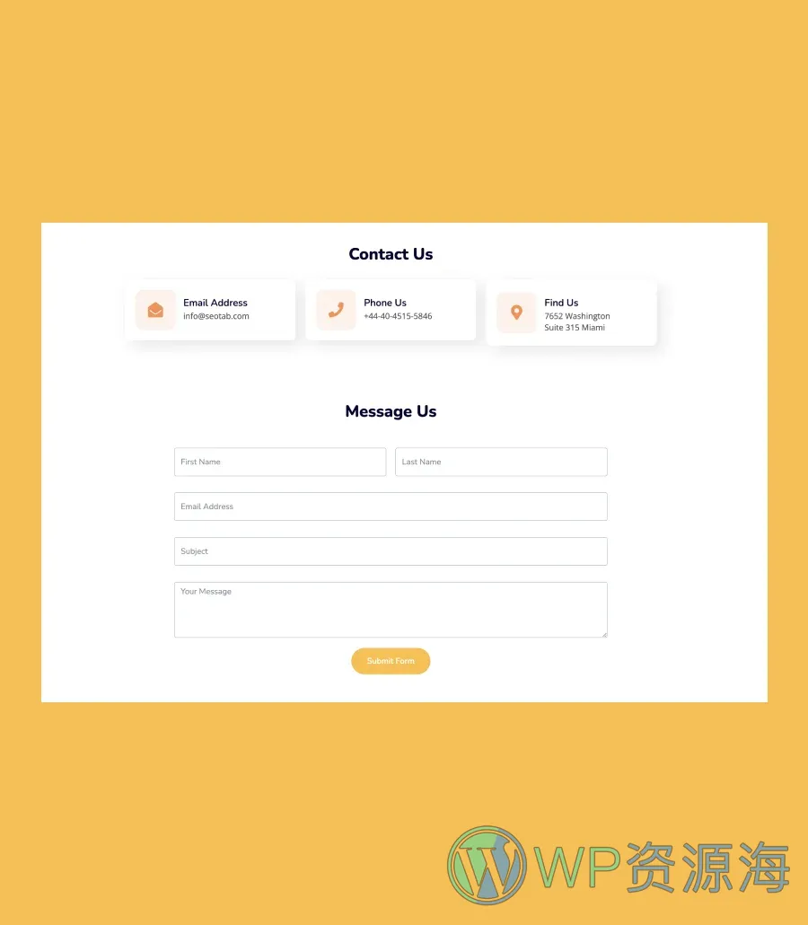 数字营销机构Elementor网站模板_一键导入快速建站插图12-WP资源海 SEO Tab Contact Section