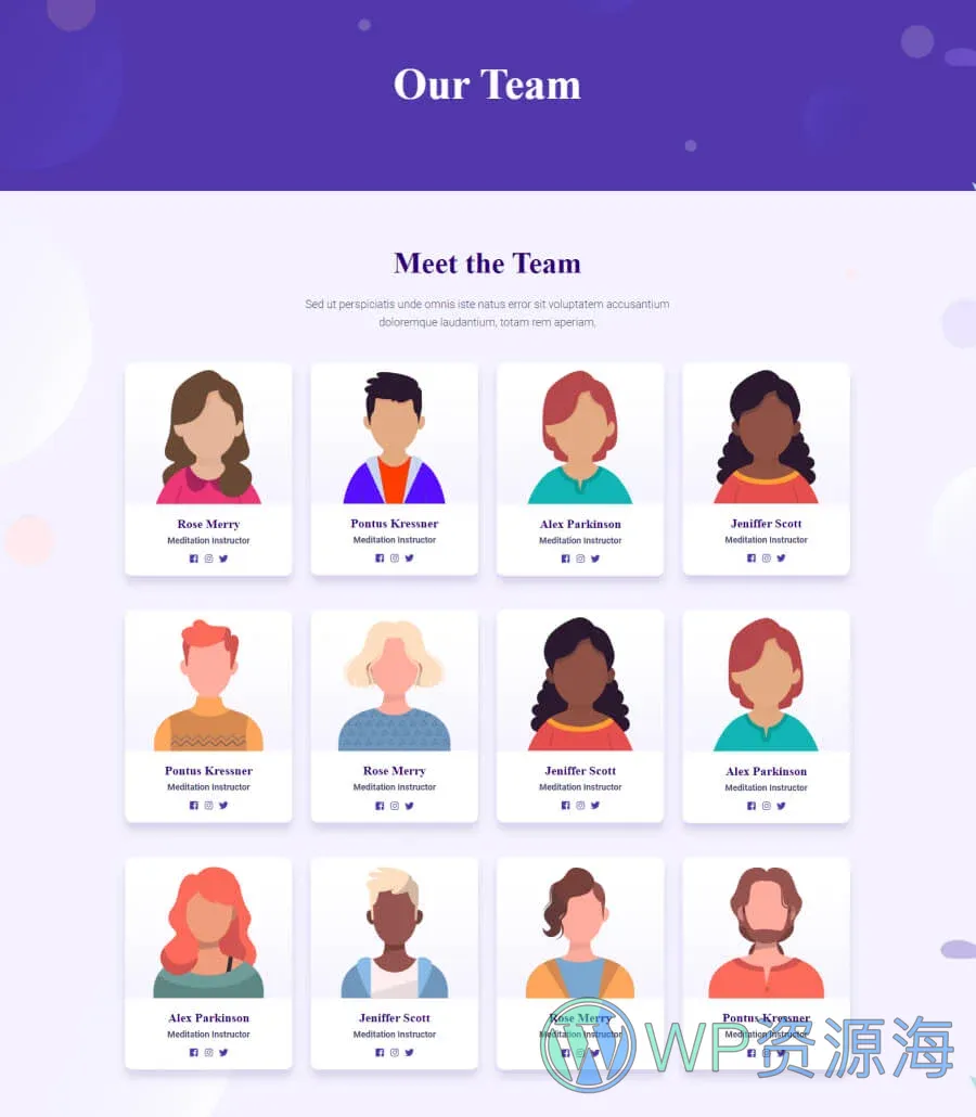 健康与养生Gutenberg网站模板_一键导入快速建站插图5-WP资源海 Balance Team Page For Gutenberg