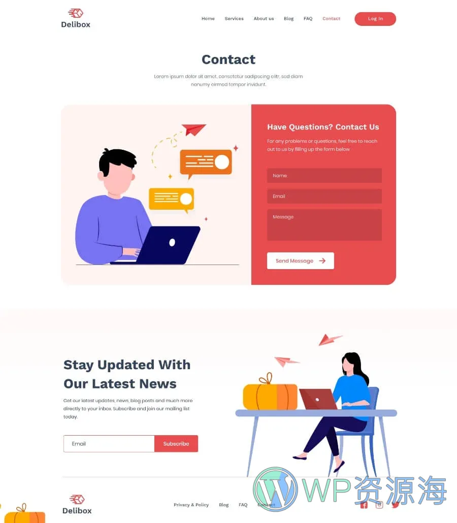 快递/物流服务Elementor网站模板_一键导入快速建站插图4-WP资源海 Delibox Contact Page