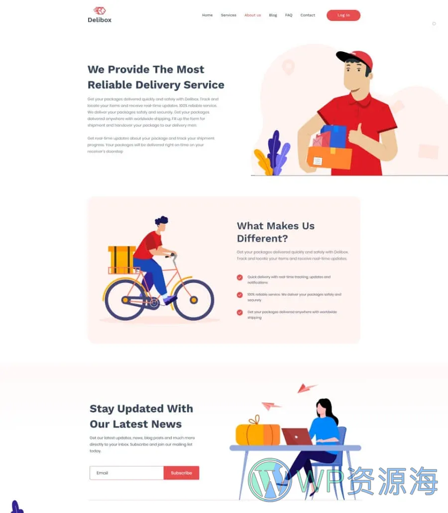 快递/物流服务Elementor网站模板_一键导入快速建站插图3-WP资源海 Delibox About Page