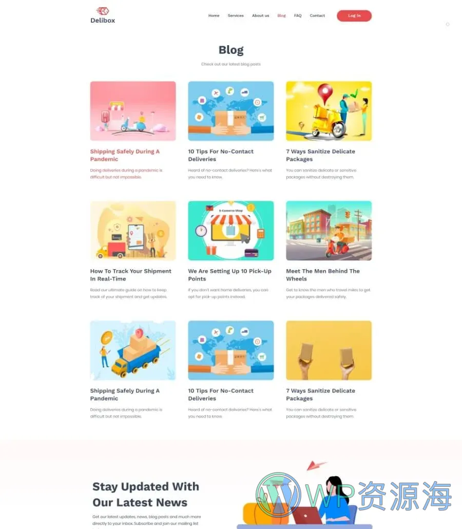 快递/物流服务Elementor网站模板_一键导入快速建站插图5-WP资源海 Delibox Blog Page