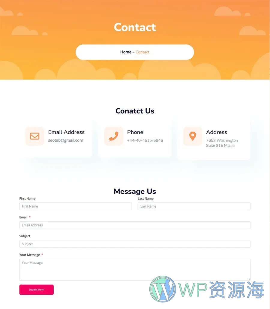 SEO Tab Contact Page For Gutenberg