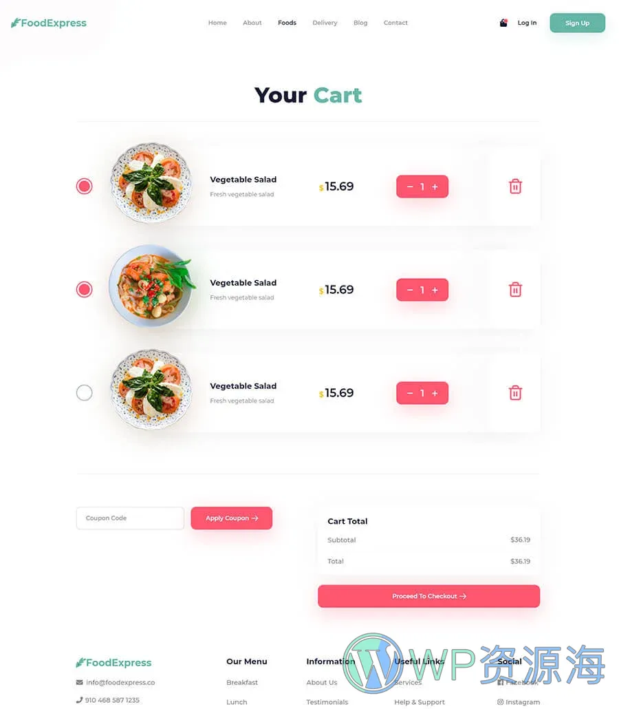 Food Express Cart Page