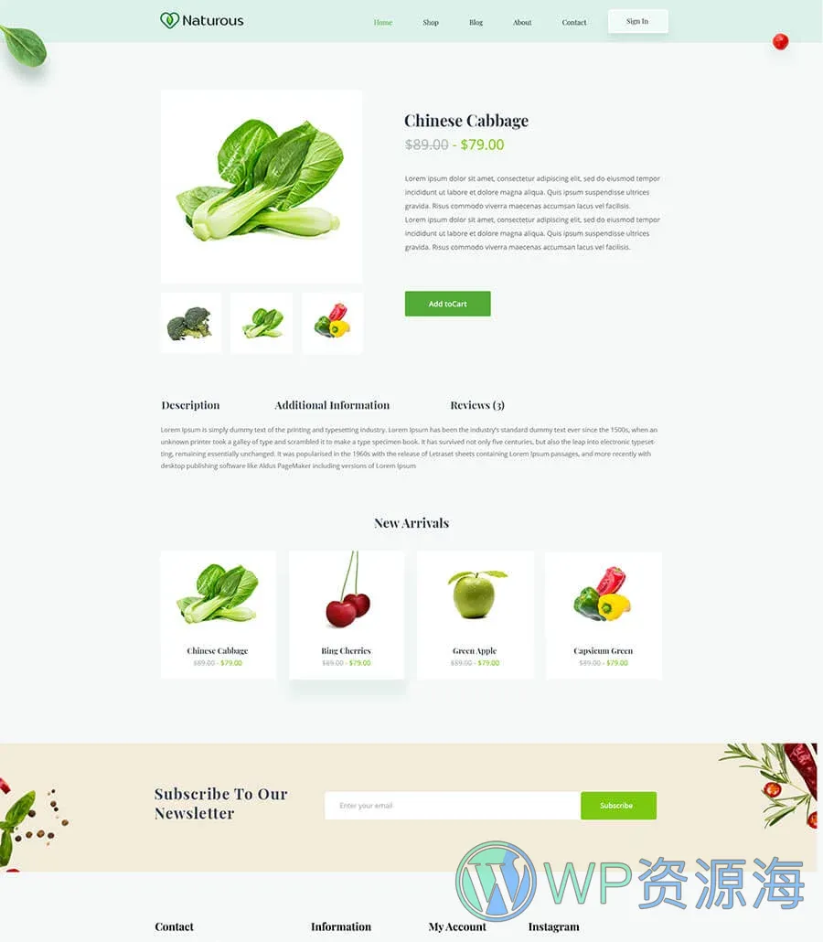 有机食品商店Elementor网站模板_一键导入快速建站插图2-WP资源海 Naturous Single Product Page