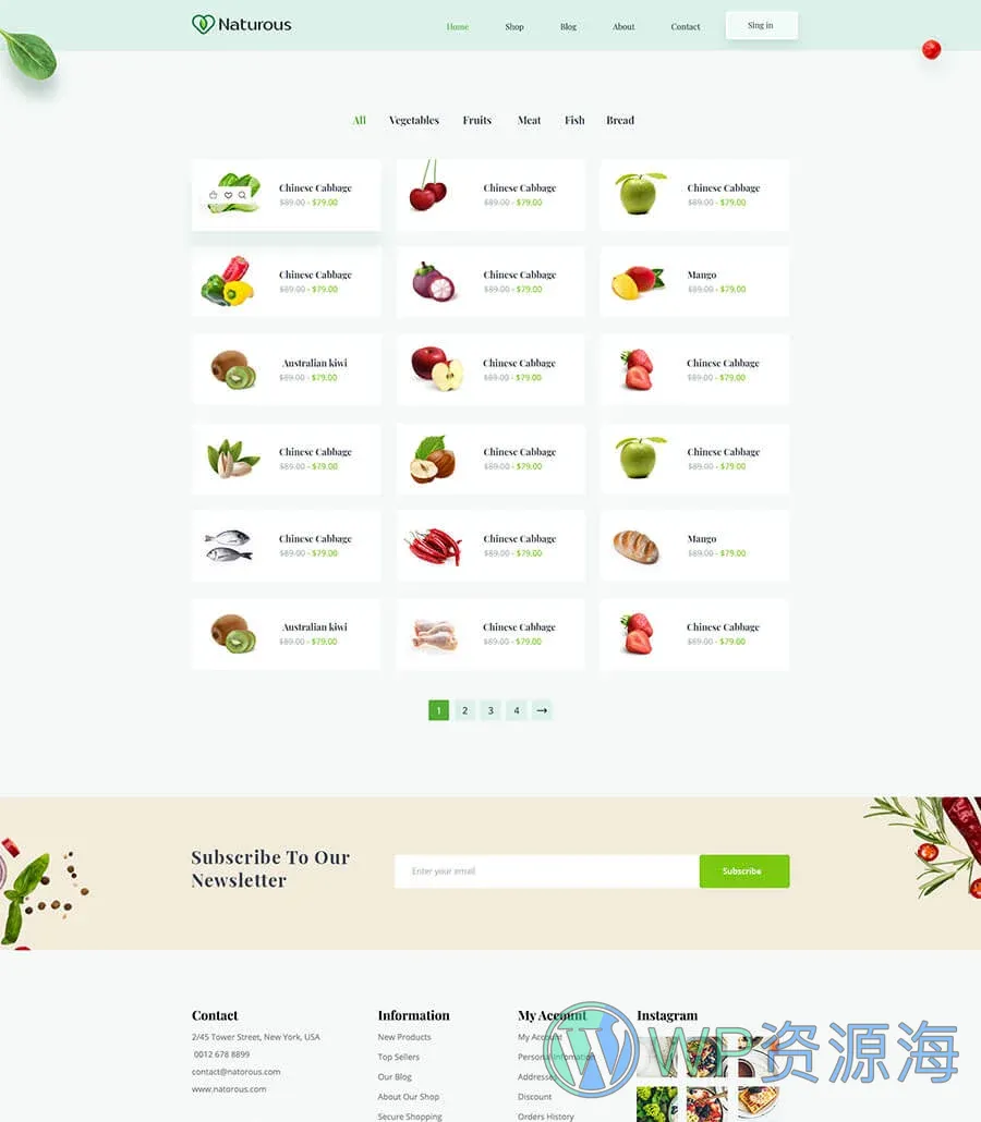 有机食品商店Elementor网站模板_一键导入快速建站插图9-WP资源海 Naturous Shop List Page