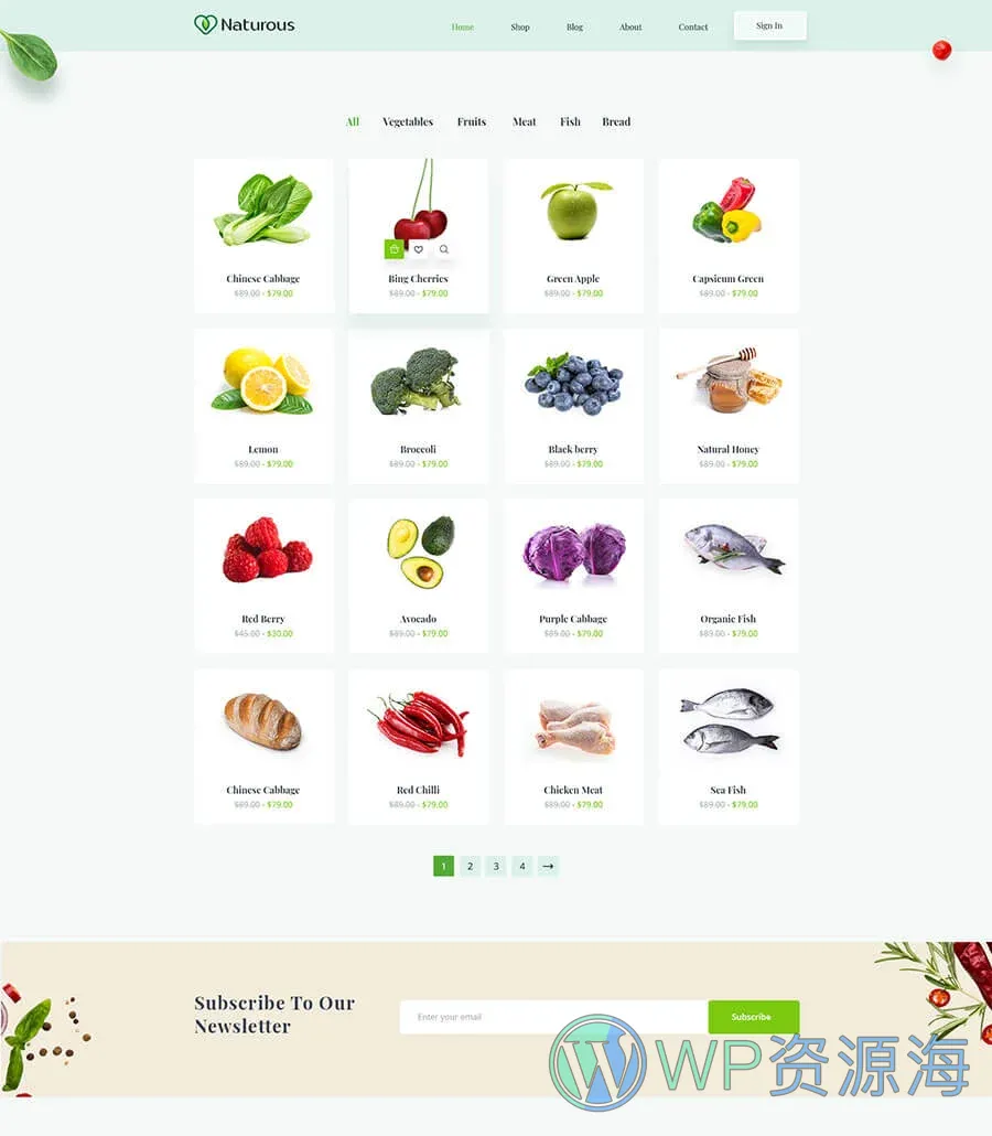 有机食品商店Elementor网站模板_一键导入快速建站插图10-WP资源海 Naturous Shop Grid Page