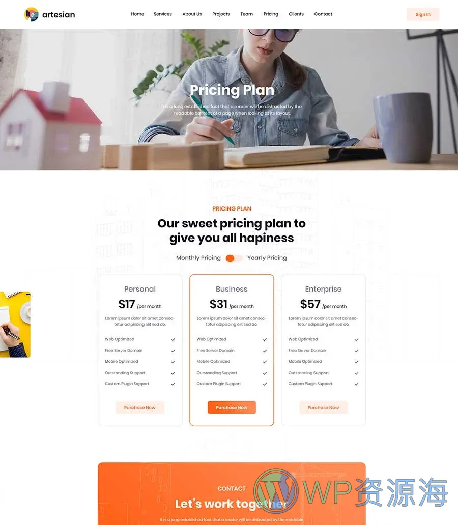 Artesian Pricing Page For Gutenberg