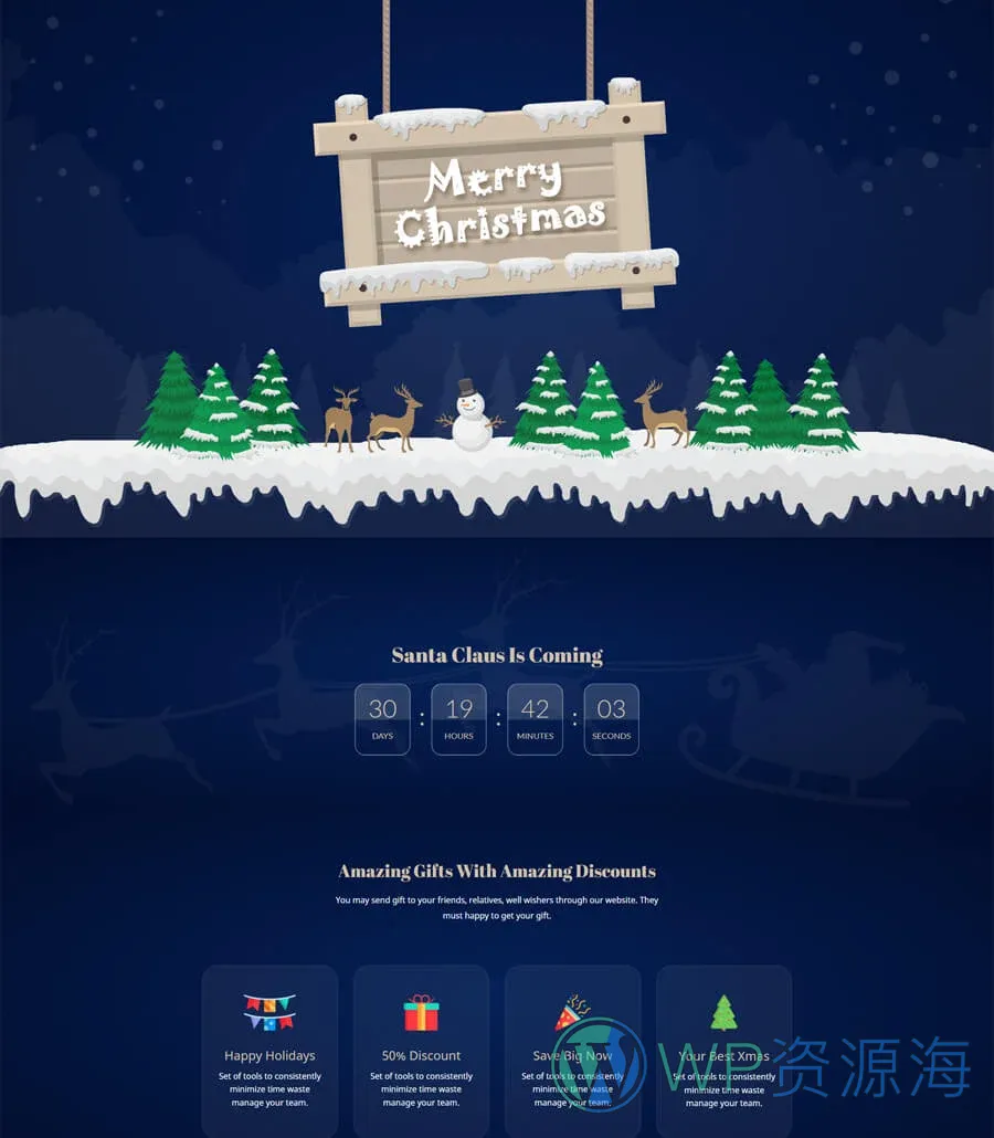 圣诞主题着陆页Gutenberg网站模板_一键导入快速建站插图1-WP资源海 ChristmasLy Landing Page